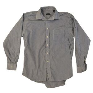 Burberry London Shirt Mens 16/34 Blue Check Long Sleeve Button Up